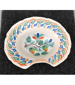 Oval shaving plate decorated with fruits. France.     