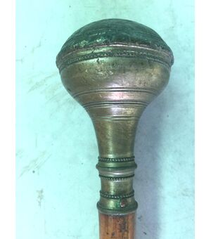 Ceremonial stick &#39;bronze&#39;, in bronze with barrel in rattan.     