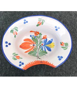 Oval shaving plate with floral decoration.France.     