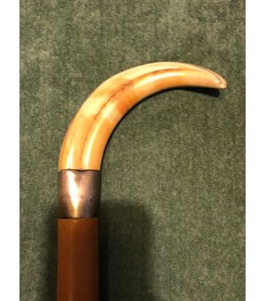 Stick with warthog tooth handle, barrel in rattan.     