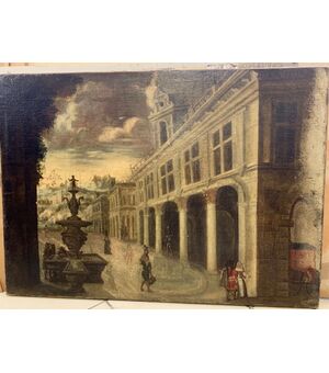 Painting of 700, Venetian school of 67.5 x94 cm depicting city landscape.     
