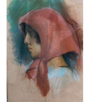 Pastel drawing of a female figure.Signed: Savelli.     