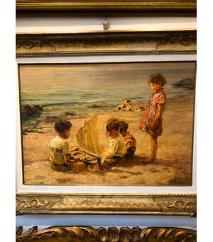 Angelo Brombo bambini sulla spiaggia 