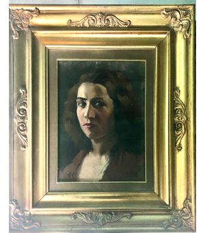 Dipinto olio su cartone raffigurante figura femminile.Firma:Massa.