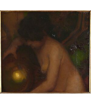 Protti Alfredo. "Nudo di donna con luce". Cm h. 46x51.