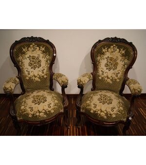 Coppia di bergere Luigi Filippo in massello di palissandro