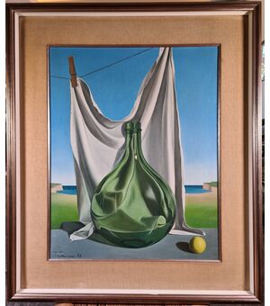 Taricco Michele (1927-2022). “Natura morta con bottiglione”.