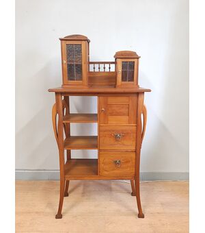 MOBILETO ETAGERE LIBERTY ART NOUVEAU IN CILIEGIO ORIGINALE PRIMI '900 FIRMATO