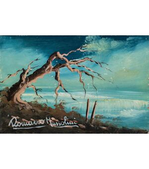 Romano Mussolini (Forlì 1927 - Roma 2006) - Paesaggio con cascata. 