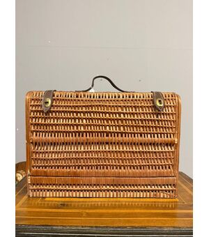 Vecchia valigia vimini anni '50 vintage