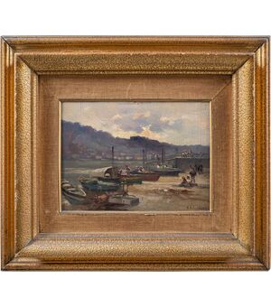 Cesare Gheduzzi (Crespellano 1894 - Torino 1957) - Scena portuale.