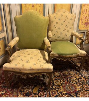 PANC161 - Coppia di poltrone, epoca '700, misure cm L 70 x H 113 x P 55