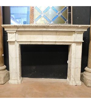 chm655 - fireplace in white Carrara marble, 19th century, size cm 136 xh 98     