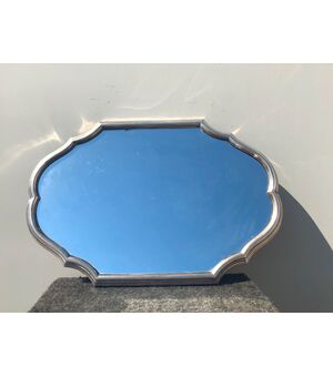 Vassoio in argento sbalzato e specchio.Punzone fascio littorio.Italia.