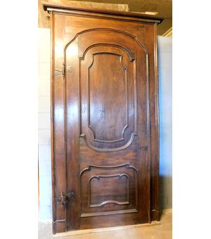 pti637 - porta in pioppo con telaio, XVIII secolo, misura cm l 135 x h 261