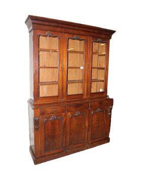 Libreria Bookcase Inglese Stile Vittoriano in Legno di Mogano XIX secolo