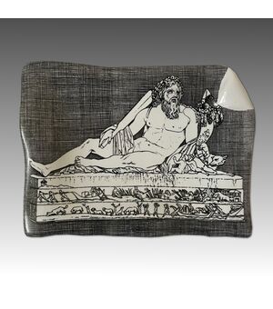 FORNASETTI, Posacenere scultura Allegoria del Nilo, ceramica decorata