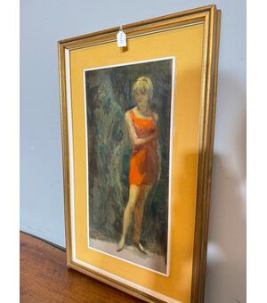 Dipinto olio su tela Mazzonis Ottavio, Torino, anni '70, 44x21cm