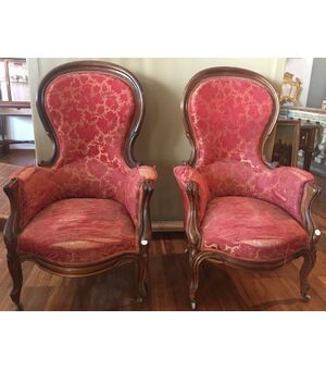 Coppia bergere francesi del 1800 stile Luigi Filippo di ritappezzare