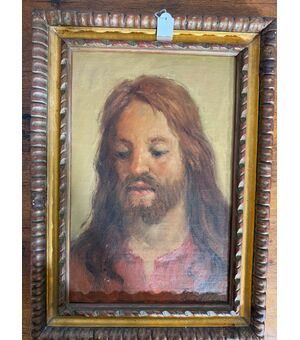 Antico dipinto ad olio raffigurante Gesù, 1950/60 di Francesco Filosa Castellammare di Stabia, 37x27 cm