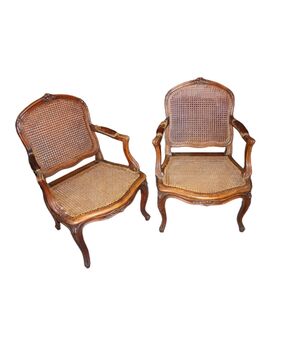 Coppia di Poltrone Francesi del XIX secolo Impagliate
