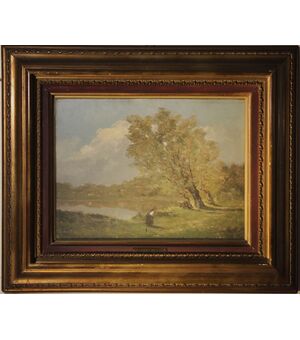 Giovanni Mingozzi Bologna 2 dipinti: una Natura Morta e un Paesaggio con figura