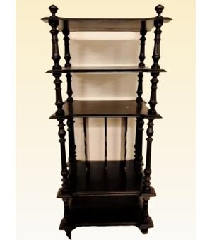 Etagere libreria francese del 1800 in legno ebanizzato porta musica