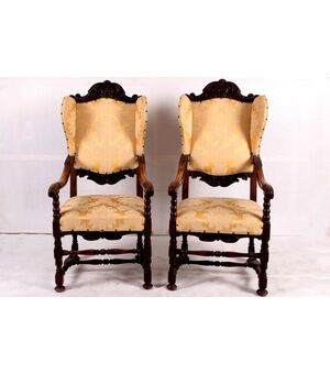 Coppia di poltrone in rovere inglesi del 1800