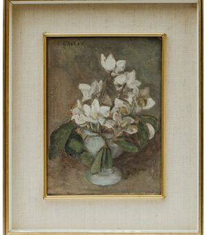 Dipinto con vaso di fiori - Italia seconda metà del 900 - firmato - olio su tela