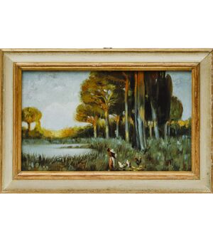 Paesaggio - Italia primi del '900 - cornice coeva - Olio su tela