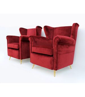 Coppia di poltrone 1970 - velluto e ottone