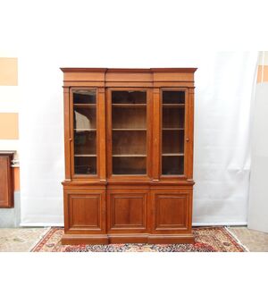 LIBRERIA A TRE PORTE IN ROVERE EPOCA 800 RESTAURATA  cm L192xP51xH252