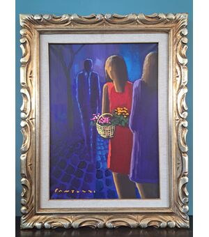 Fantuzzi , olio su tela con dedica ed autentica