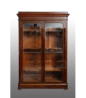Libreria antica Luigi Filippo Napoletana in legno esotico pregiato. Periodo XIX secolo.