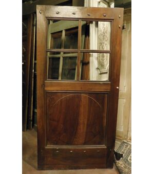 pti641 - glass door in walnut, 19th century, size cm l 100 xh 202 x th. 3     