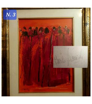 QUADRO AD OLIO "FIGURE IN ROSSO" CARLO SACCARDI