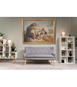 "BUOI AL LAVORO" - OLIO SU TELA - ANTONINO TRAVERSO (1900 - 1981)