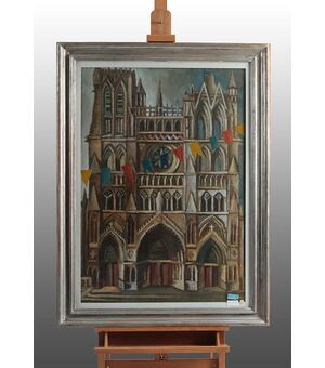 Olio su tela di Marcello Scuffi raffigurante Cattedrale Notre Dame D'Aamiens