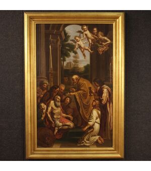 Antico dipinto italiano religioso San Gerolamo del XIX secolo