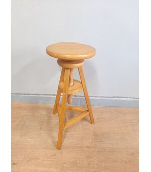 SGABELLO REGOLABILE IN LEGNO DI FAGGIO SOLIDO E ROBUSTO ANNI 80