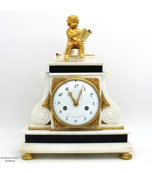Antico Orologio a Pendolo Luigi XVI in bronzo dorato e marmo - epoca '700 firmato