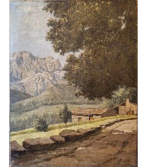 Pietro Leidi, Veduta della Presolana con rustici