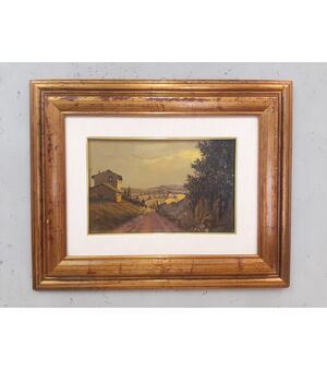 DIPINTO AD OLIO SU TELA DI SCUOLA LABRONICA FIRMATO LUCIANO TORSI 1972