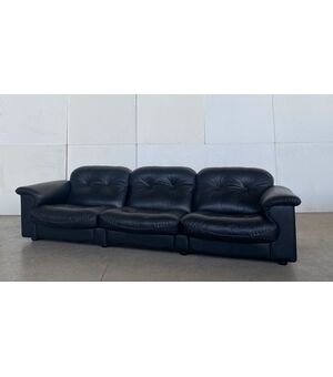 Divano 3 posti De Sede DS-101 in pelle, anni '70