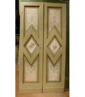 ptl531 - lacquered door with painted panels with angels, cm l 112 xh 220 x d. 3     