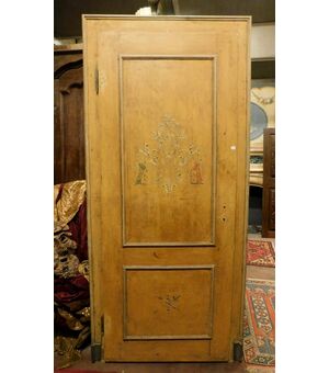 ptl533 - lacquered and painted door, meas. cm l 102 xh 222, light cm l 84 xh 212     