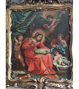 Scuola Bolognese fine XVII secolo seguace di Guido Reni  "Madonna del ricamo"