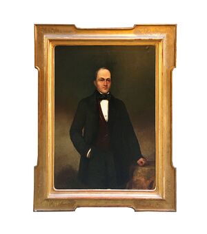 Large oil painting on canvas depicting a portrait of a gentleman     