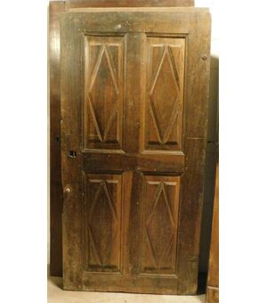 pti679 - walnut door with lozenge panels, size cm l 95 xh 190     