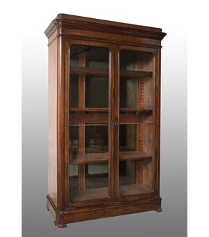 Antique Louis Philippe Neapolitan bookcase in precious exotic wood. Period 19th century.     